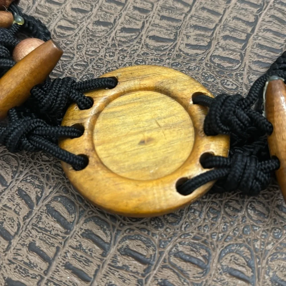 Boho Macramé Rope Belt w Wood Beads | Adjustable Festival Hippie Belt